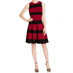 Karen Millen Tie Dye Bodycon Fit & Flare‎ Dress Red Black Small